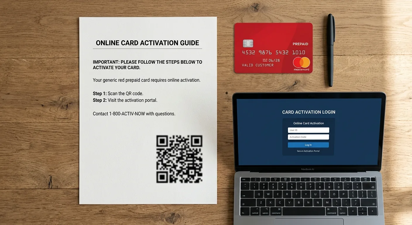 Een rode pas, een brief met QR-code en een laptop liggen klaar op een bureau voor de online activatie.